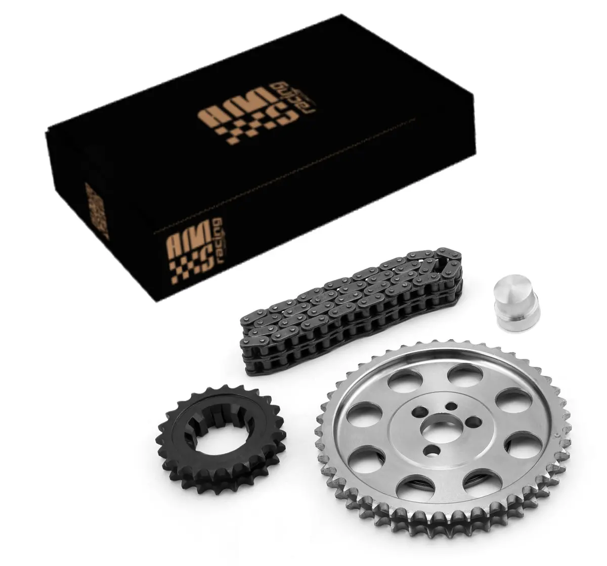 Ams Racing 9 Keyway Double Roller Billet Steel Timing Chain Set For Small Block Chevrolet 305 350 400 Engines 1