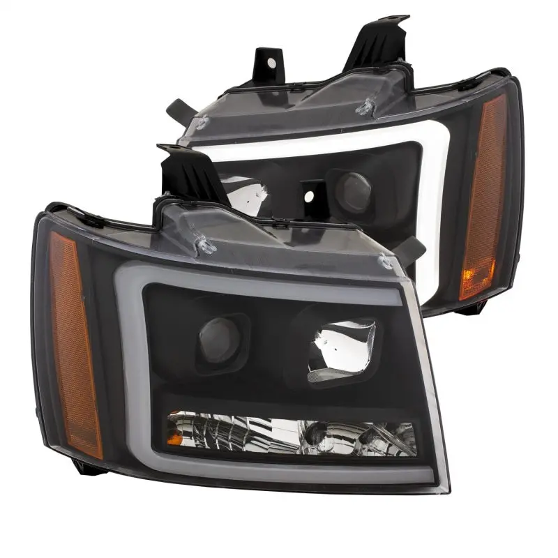 Anzo 111402 Projector Headlights W/ Plank Style Design Black W/ Amber For 2007-2014 Chevy Tahoe 1