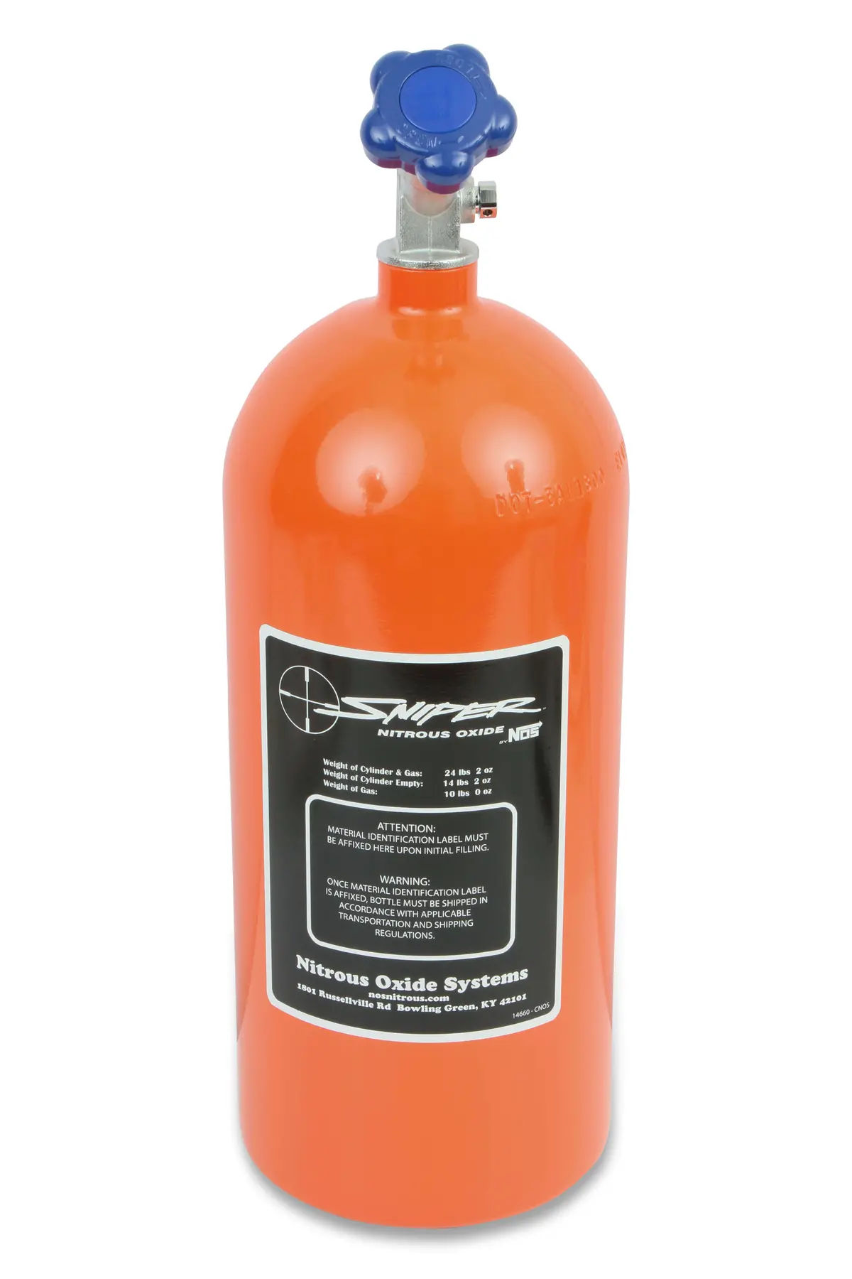 Nos 14740Nos 10 Lb Nitrous Bottle W/ Orange Sniper Finish & Hi-Flo Valve 1