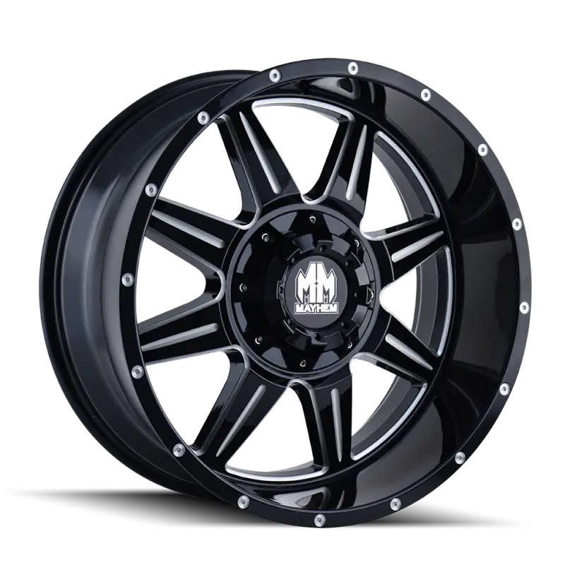 Mayhem 8100 Monstir 20X9 / 6X120 Bp / 0Mm Offset / 78.1Mm Hub Black W/ Milled Spokes Wheel 1