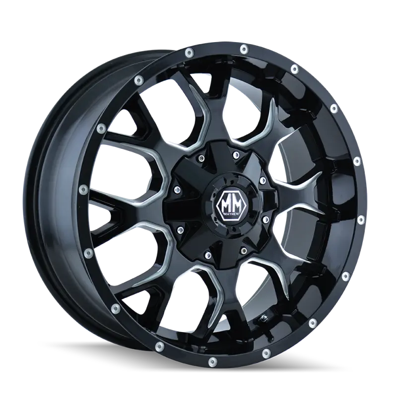 Mayhem 8015 Warrior 17X9 / 6X135 Bp / 18Mm Offset / 106Mm Hub Black W/ Milled Spokes Wheel 1