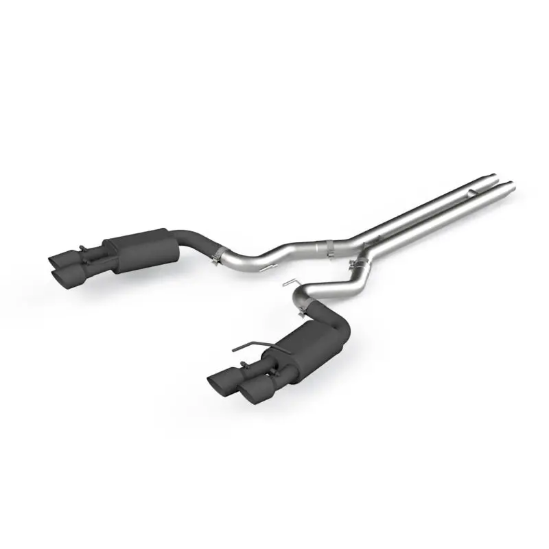 Mbrp 2018-2019 Ford Mustang Gt 5.0 3In Dual Split Rear Cat Back W/ Quad 4In Dual Wall Tips- Black Coated 1