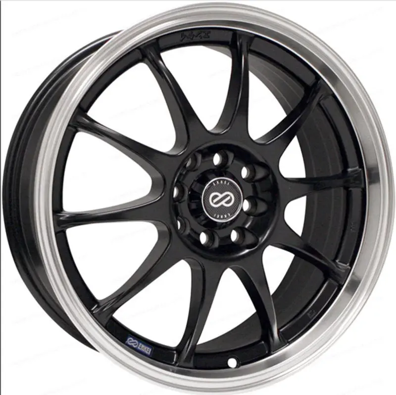 Enkei J10 17X7 4X100/114.3 42Mm Offset 72.62Mm Bore Dia Matte Black W/ Machined Lip Wheel 1