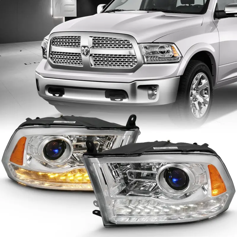 Anzo 111440 Projector Plank Style Switchback H.L Halo Chrome Amber (Oe Style) For 2009-2018 Dodge Ram 1500 1