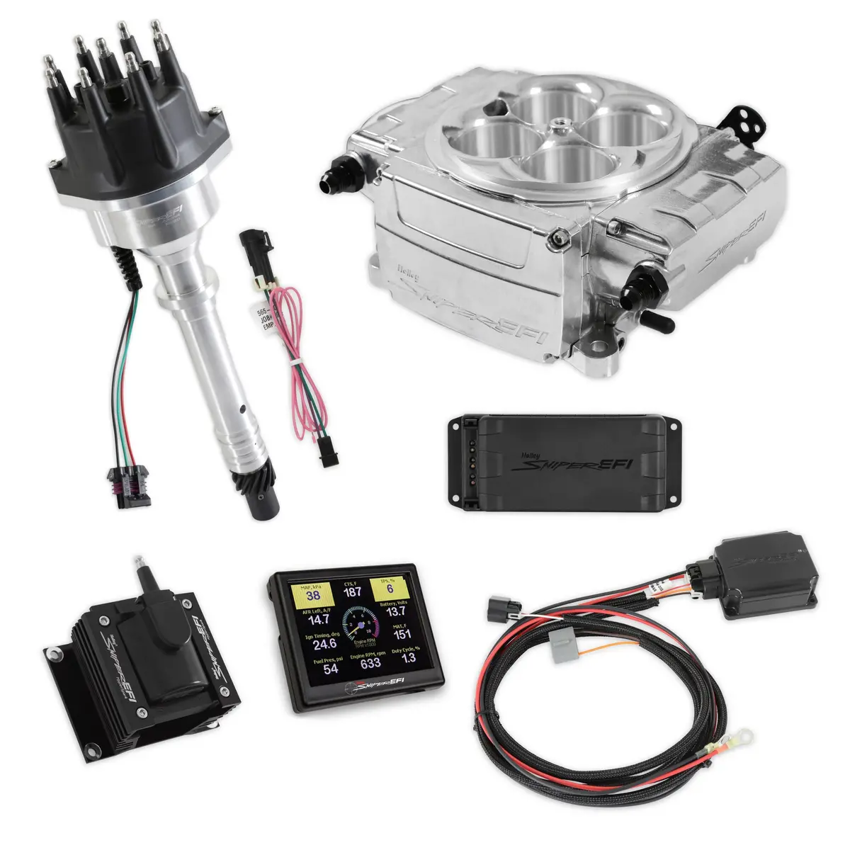 Holley 550-510-3Px-Sbc Sniper 2 Efi Bundle With Hyperspark Ignition System - Polished 1