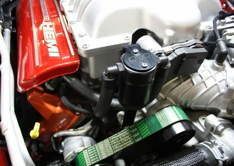 J&L 3060P-B Passenger Side Oil Separator 3.0 - Black Anodized For 2015-2023 Dodge Hellcat/Demon 6.2L Hemi 1