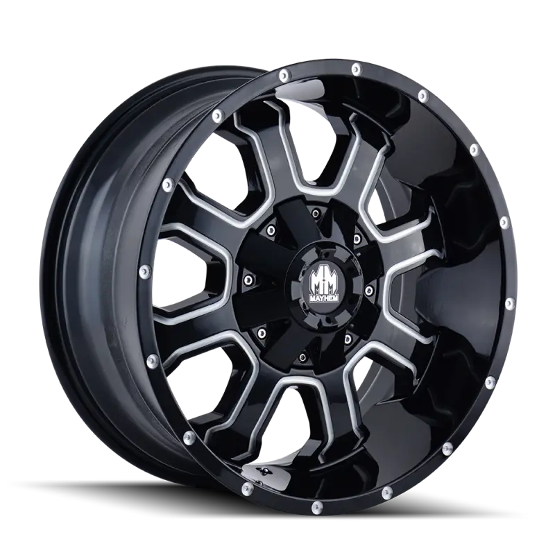 Mayhem 8103 Fierce 20X9 / 8X165.1 Bp / 18Mm Offset / 130.8Mm Hub Black W/ Milled Spokes Wheel 1
