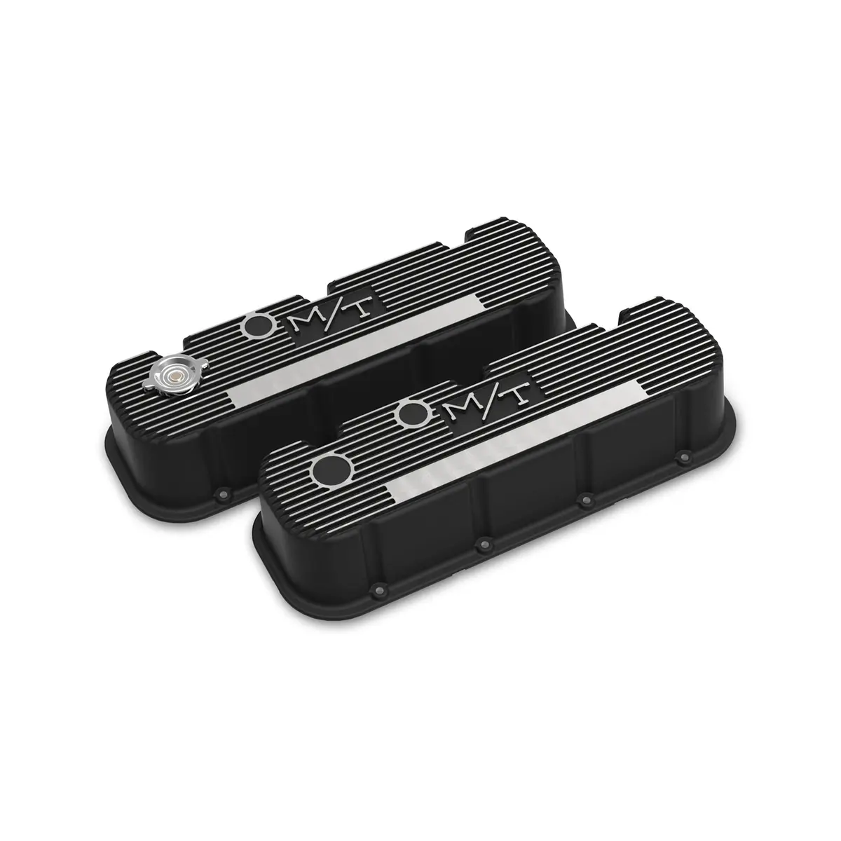 Holley 241-152 Tall M/T Satin Black Valve W/ Fins Covers For Chevrolet Big Block 1