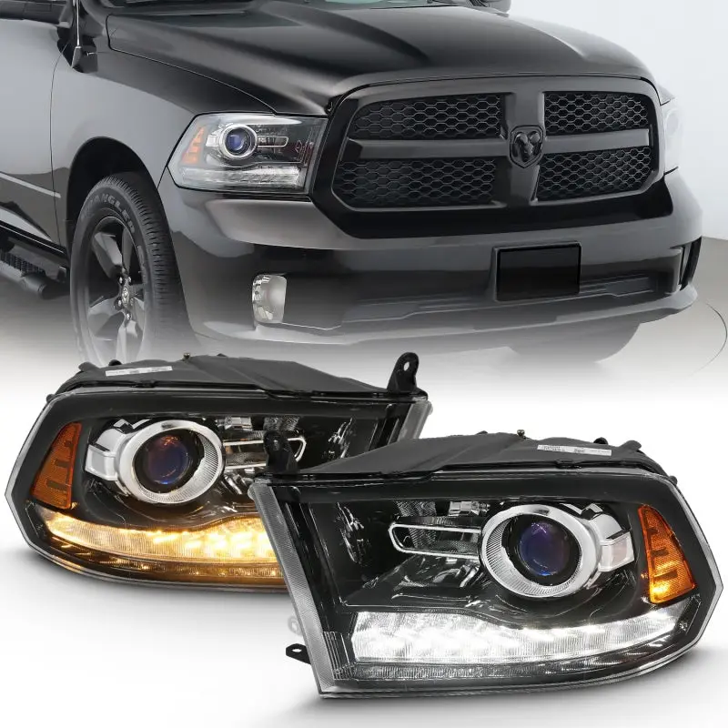 Anzo 111439 Projector Plank Style Switchback H.L Halo Black Amber (Oe Style) For 2009-2018 Dodge Ram 1500 1