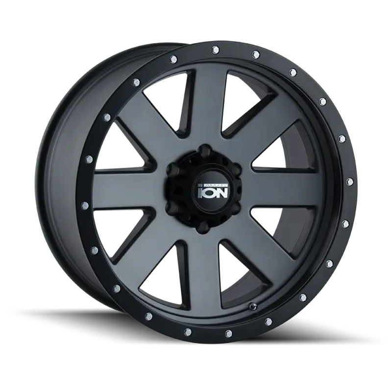 Ion Type 134 18X10 / 5X139.7 Bp / -19Mm Offset / 108Mm Hub Matte Gunmetal/Black Beadlock Wheel 1