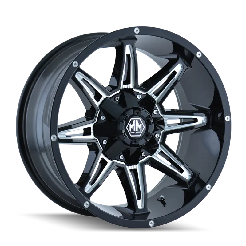 Mayhem 8090 Rampage 18X9 / 5X114.3 Bp / 18Mm Offset / 87Mm Hub Black W/ Milled Spokes Wheel 1