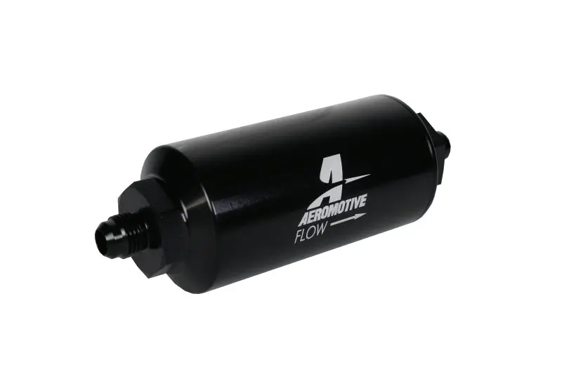 Aeromotive In-Line Filter - (An-6 Male) 10 Micron Fabric Element Bright Dip Black Finish 1