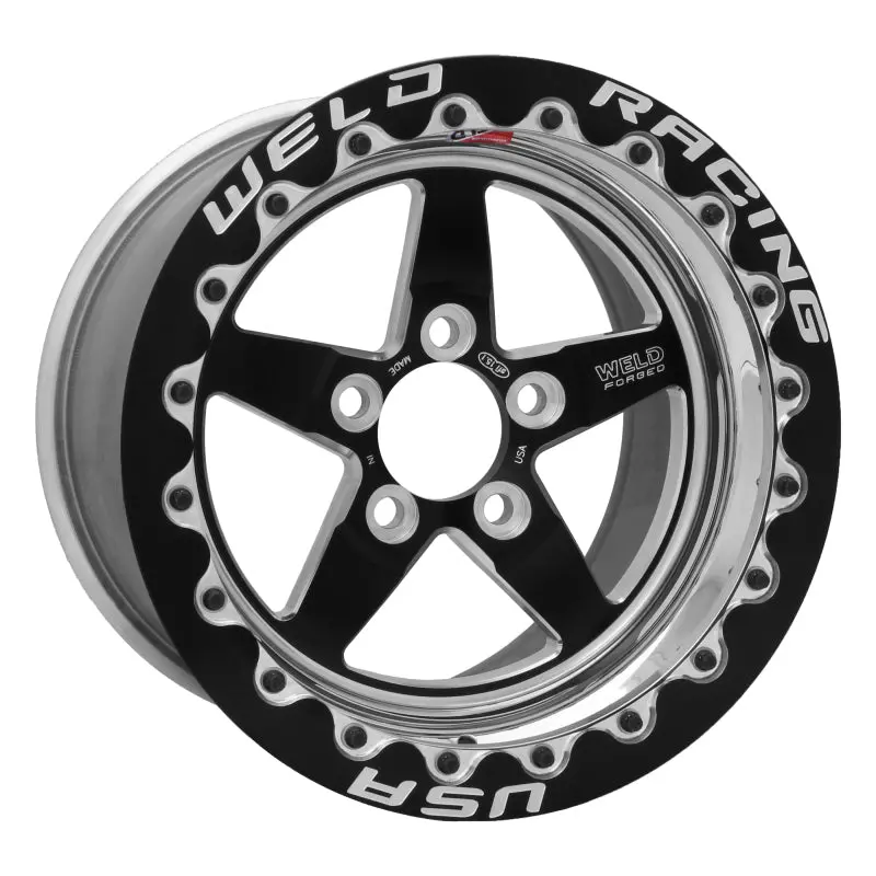 Weld S71 15X10.33 / 5X4.5 Bp / 7.5In. Bs Black Wheel (Medium Pad) - Black Single Beadlock Mt 1