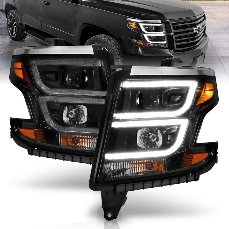 Anzo 111492 Projector Headlights Plank Style Black W/Drl For 2015-2020 Chevy Tahoe 1