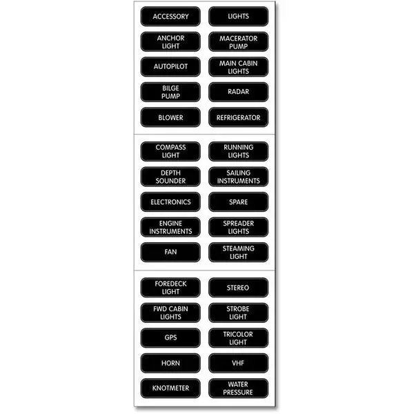 Blue Sea 8030 Dc Panel Basic 30 Label Set 1