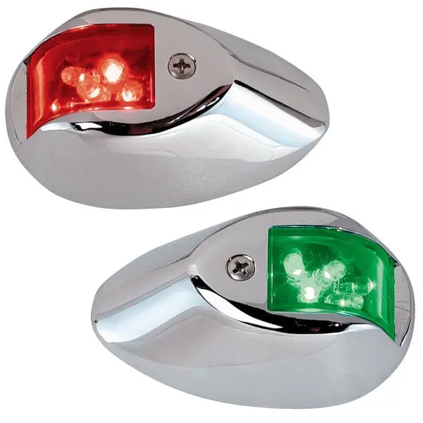 Led Side Lights 24V Red / Green W/ Chrome Housing 1