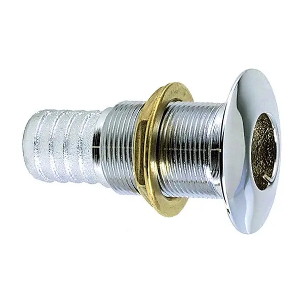 1" Thru-Hull Fitting F/ Hose Chrome Plated Bronze 1