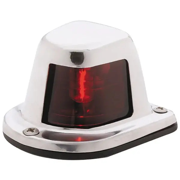 1-Mile Deck Mount,  Red Sidelight - 12V - Stainless Steel Housing 1