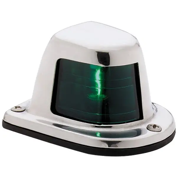 Attwood 1-Mile Deck Mount,  Green Sidelight - 12V - Stainless Steel Hou 1