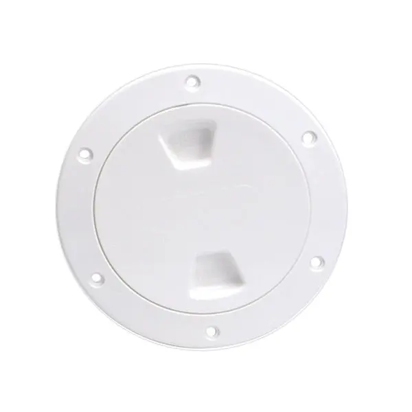 4" Smooth Center Screw-Out Deck Plate - White 1
