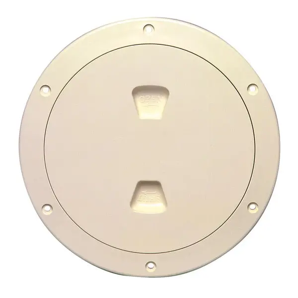 6" Smooth Center Screw-Out Deck Plate - Beige 1
