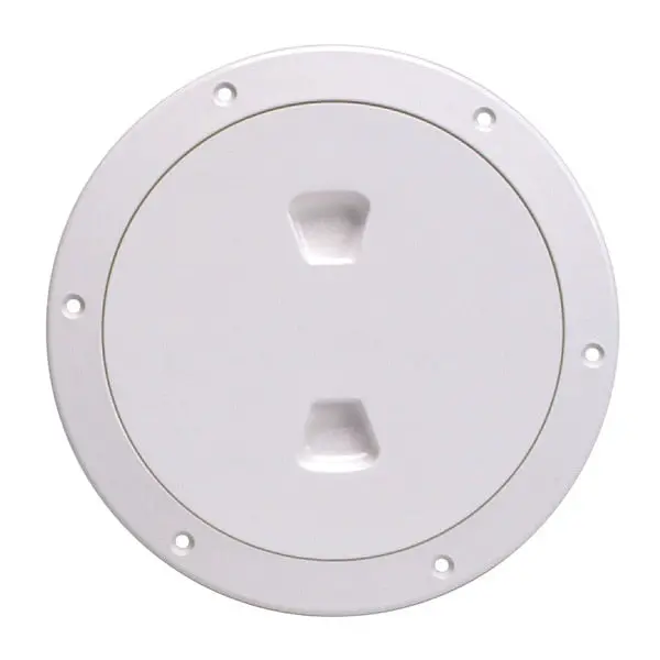 6" Smooth Center Screw-Out Deck Plate - White 1