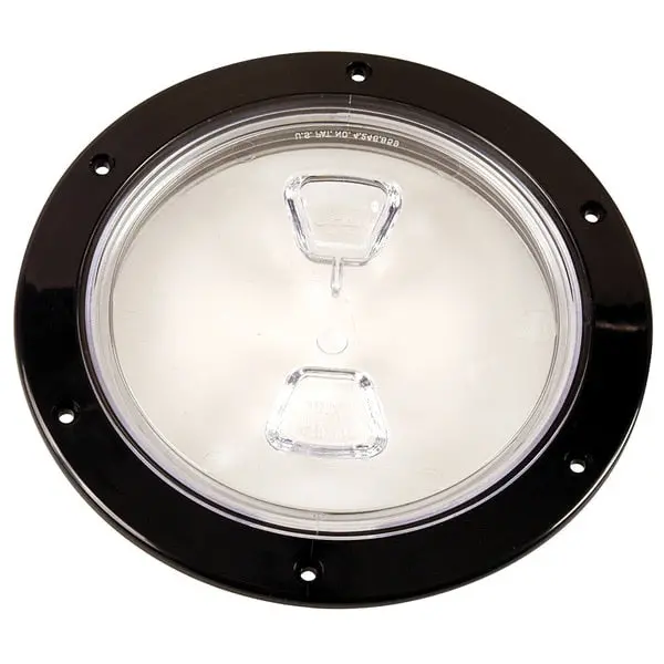 6" Clear Center Screw-Out Deck Plate - Black 1