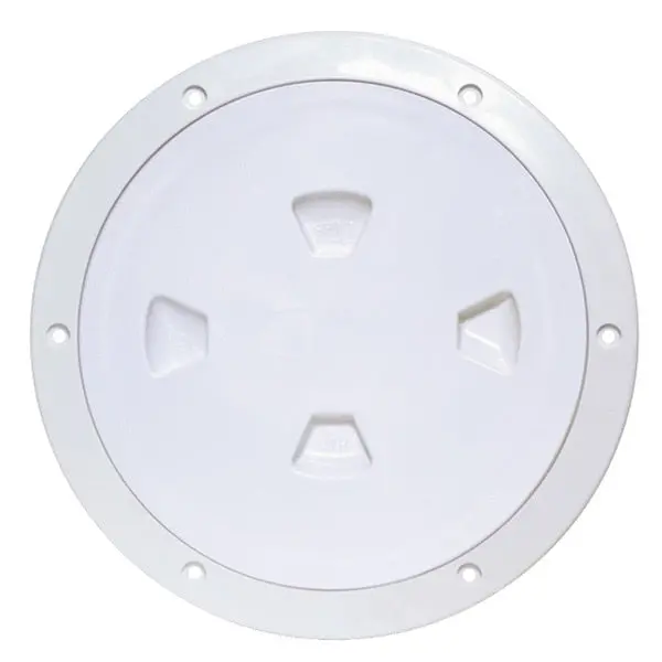 8" Smooth Center Screw-Out Deck Plate - White 1