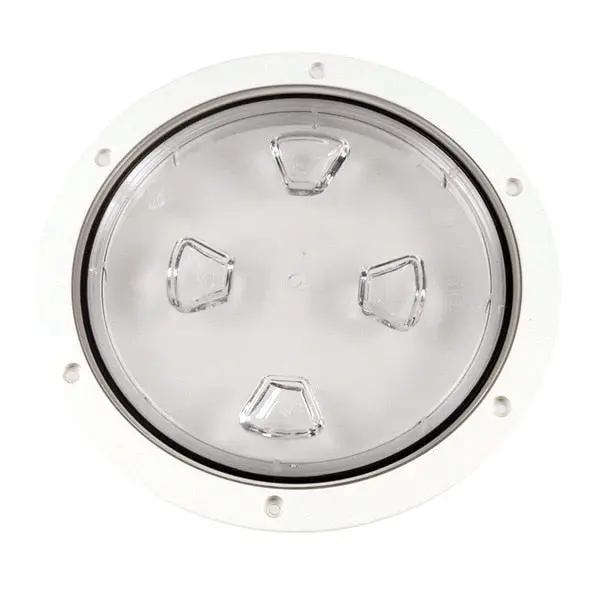 8" Clear Center Screw-Out Deck Plate - White 1