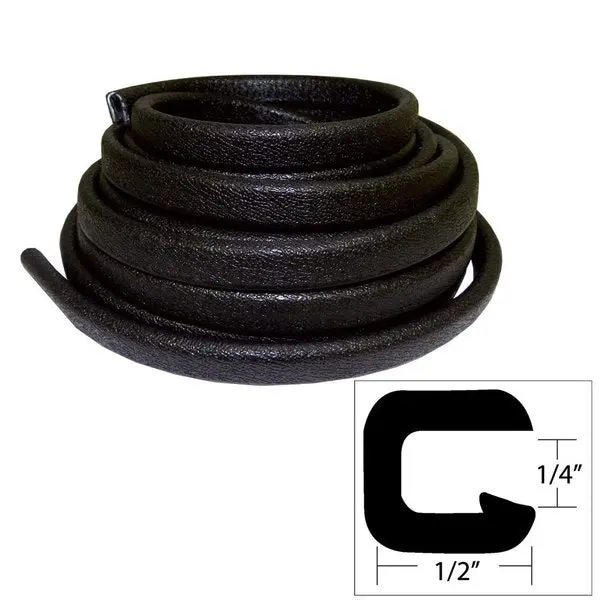 Taco Flexible Vinyl Trim - ¼" Opening X ½"W X 25'L - Black 1