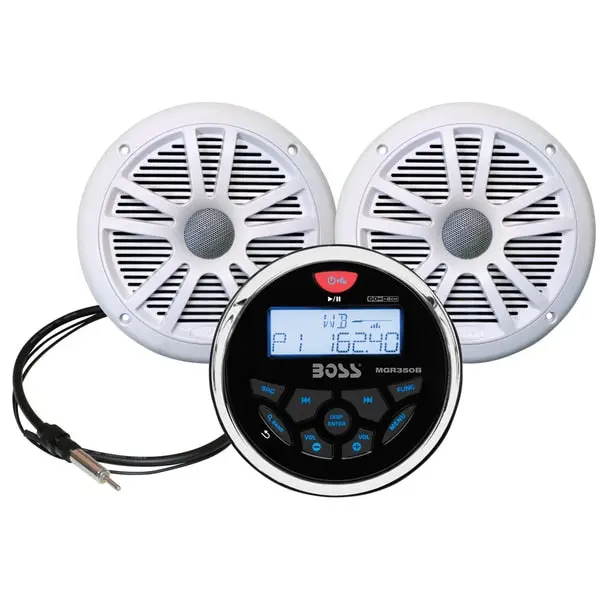 Mckgb350w.6 Combo-Marine Gauge Radio W/Antenna-2 6.5" Speakers-White 1