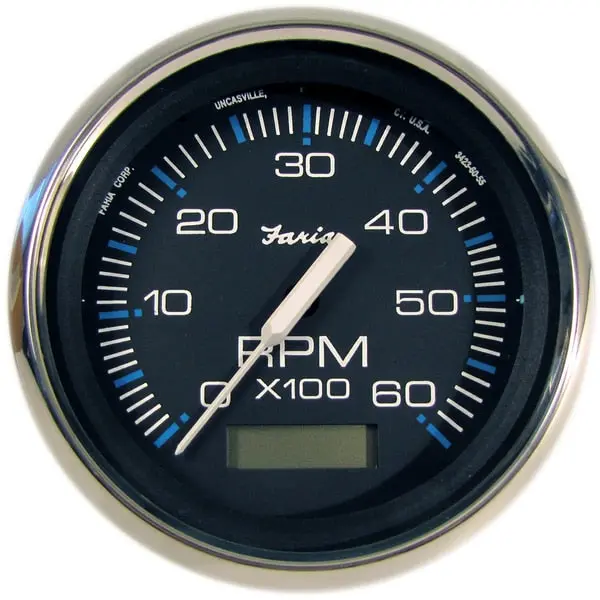 Chesapeake Black Ss 4" Tachometer W/Hourmeter - 6, 000 Rpm (Gas - 1