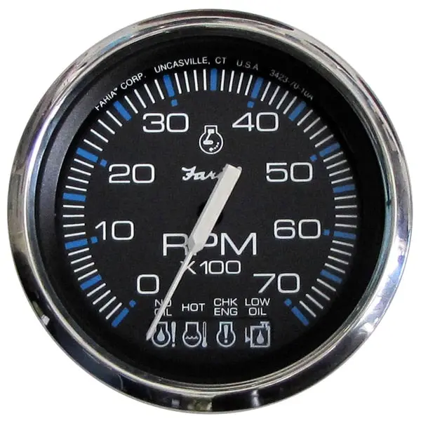 Chesapeake Black Ss 4" Tachometer W/Systemcheck Indicator - 7, 00 1