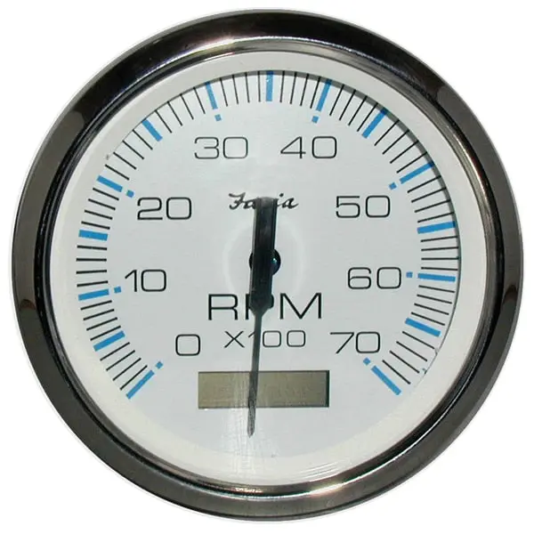 Chesapeake White Ss 4" Tachometer W/Hourmeter - 7, 000 Rpm (Gas - 1