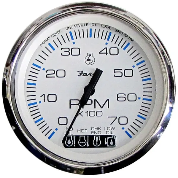 Chesapeake White Ss 4" Tachometer W/Systemcheck Indicator - 7, 00 1