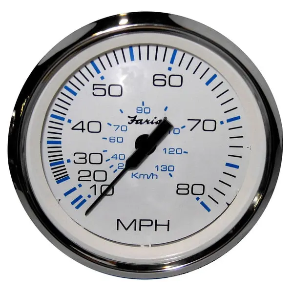 Chesapeake White Ss 4" Speedometer - 80Mph (Mechanical) 1