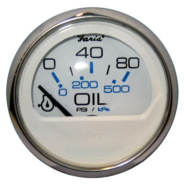Chesapeake White Ss 2" Oil Pressure Gauge - 80 Psi 1