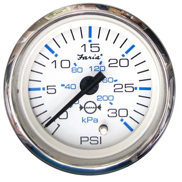 Chesapeake White Ss 2" Water Pressure Gauge - 30 Psi 1