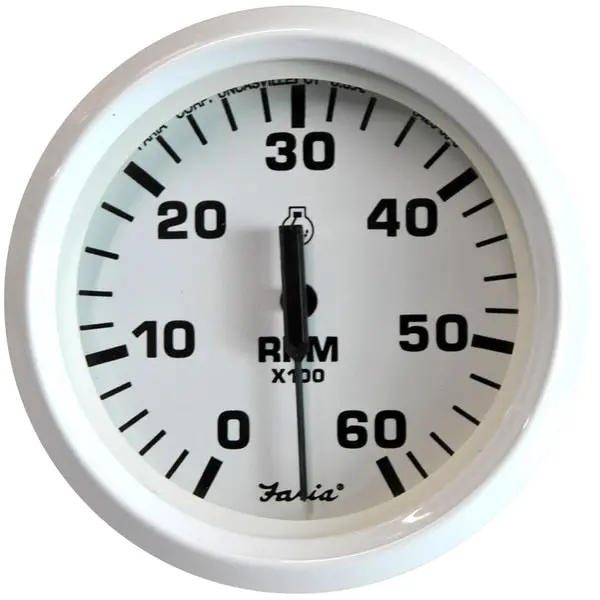 Dress White 4" Tachometer - 6, 000 Rpm (Gas - Inboard & I/O) 1