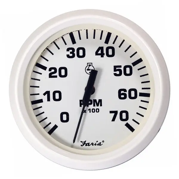 Dress White 4" Tachometer - 7, 000 Rpm (Gas - All Outboards) 1