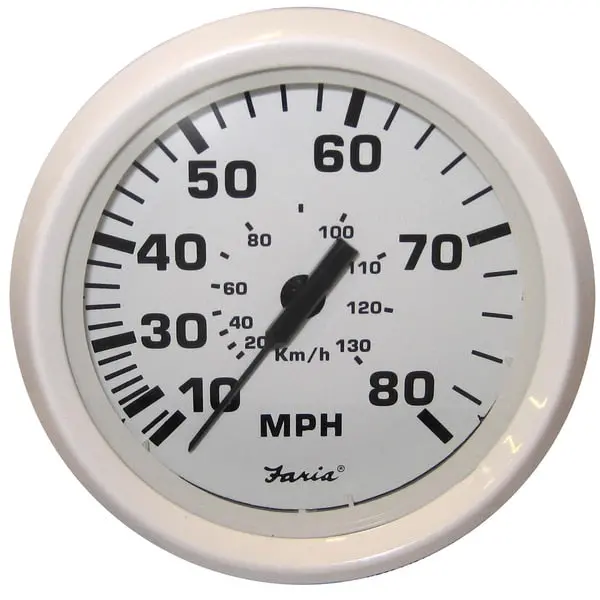 Dress White 4" Speedometer - 80Mph (Mechanical) 1