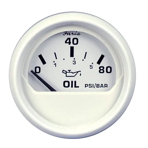Dress White 2" Oil Pressure Gauge - 80 Psi 1