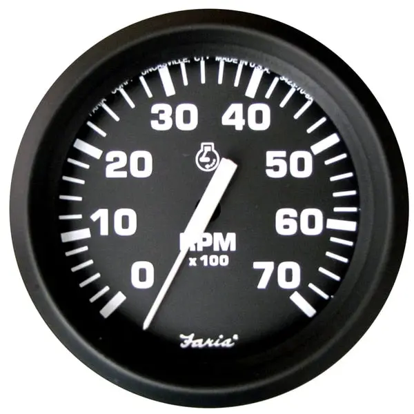 Euro Black 4" Tachometer - 7, 000 Rpm (Gas - All Outboard) 1