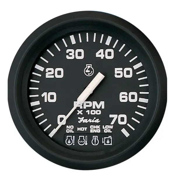 Euro Black 4" Tachometer W/Systemcheck Indicator - 7, 000 Rpm (Ga 1