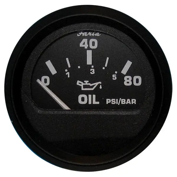 Euro Black 2" Oil Pressure Gauge - 80 Psi 1