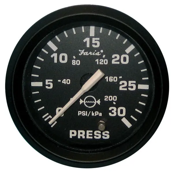 Euro Black 2" Water Pressure Gauge - 30 Psi 1