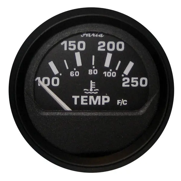 Euro Black 2" Water Temperature Gauge (100-250 F) 1