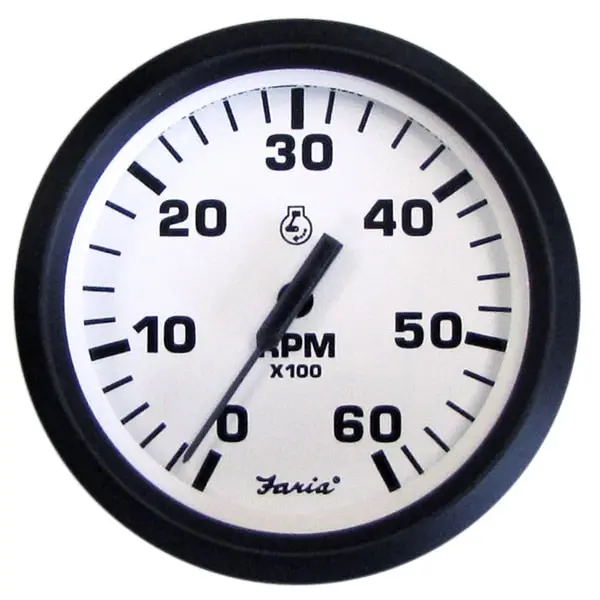 Euro White 4" Tachometer - 6, 000 Rpm (Gas - Inboard & I/O) 1