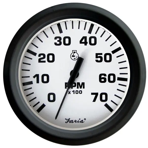Euro White 4" Tachometer - 7, 000 Rpm (Gass - All Outboards) 1