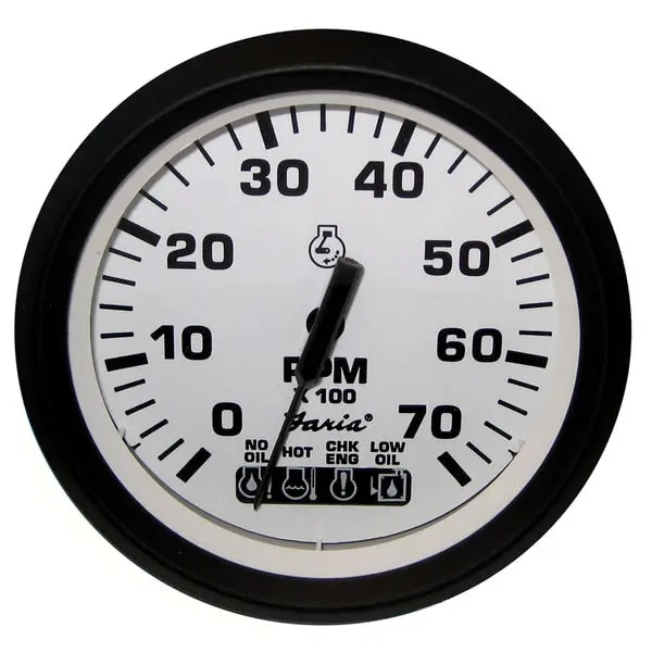 Euro White 4" Tachometer W/Systemcheck Indicator - 7, 000 Rpm (Ga 1